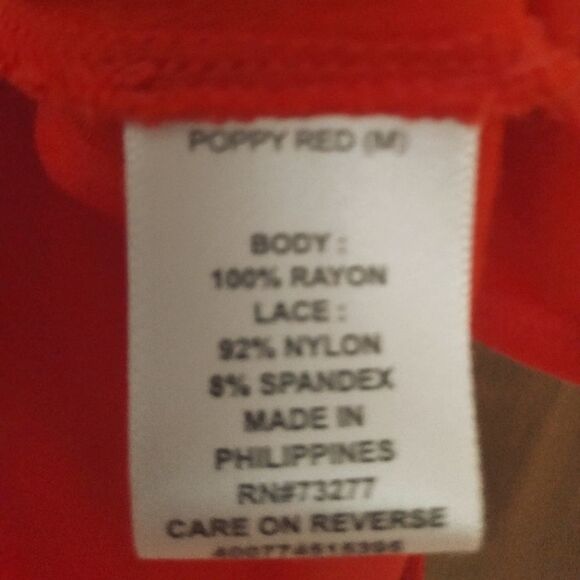 4/$20 Elle  Poppy Red Lace Overlay Peter Pan Collar Top - Picture 7 of 7